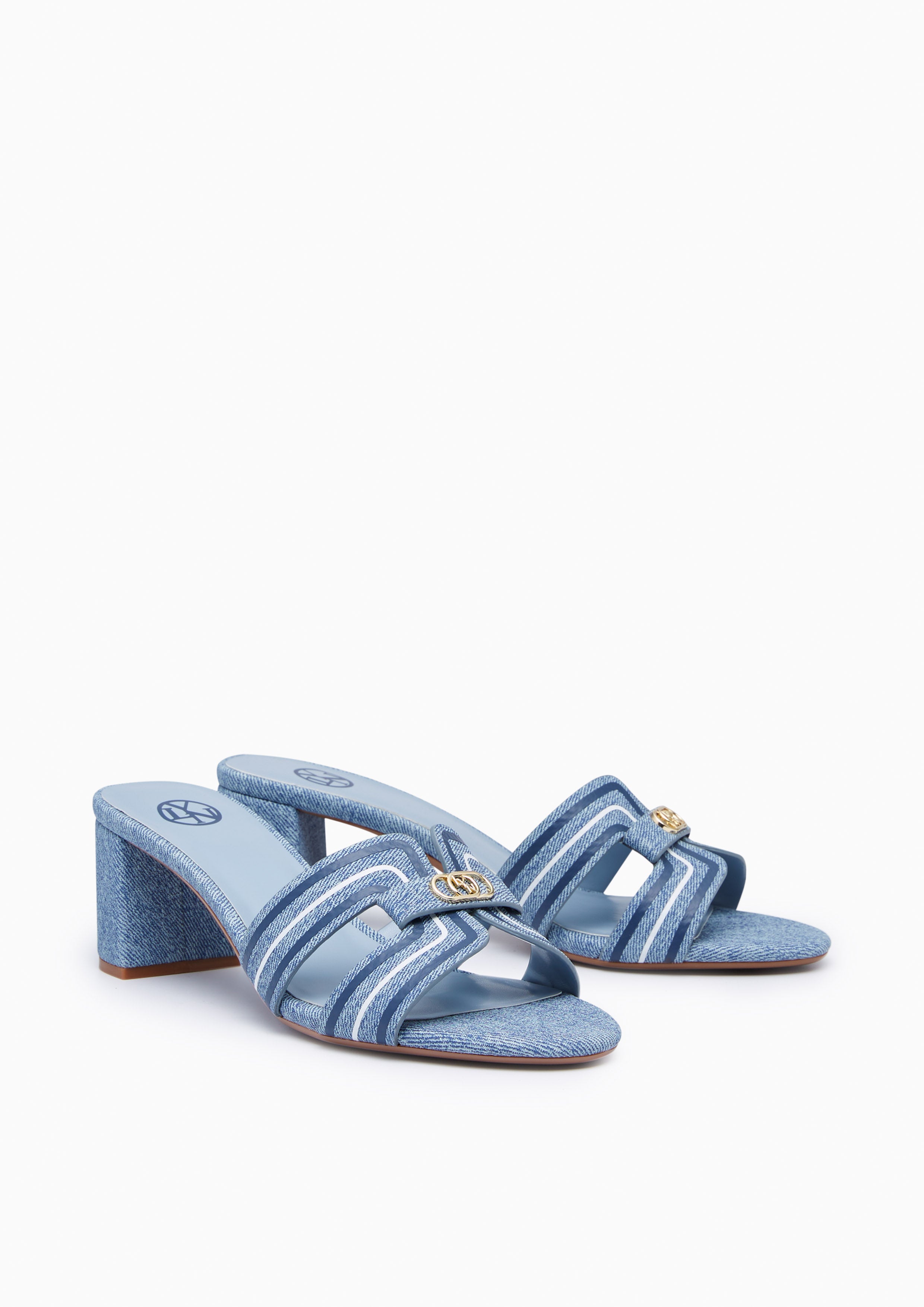 Hey Mid Stripe Heel Sandals Blue
