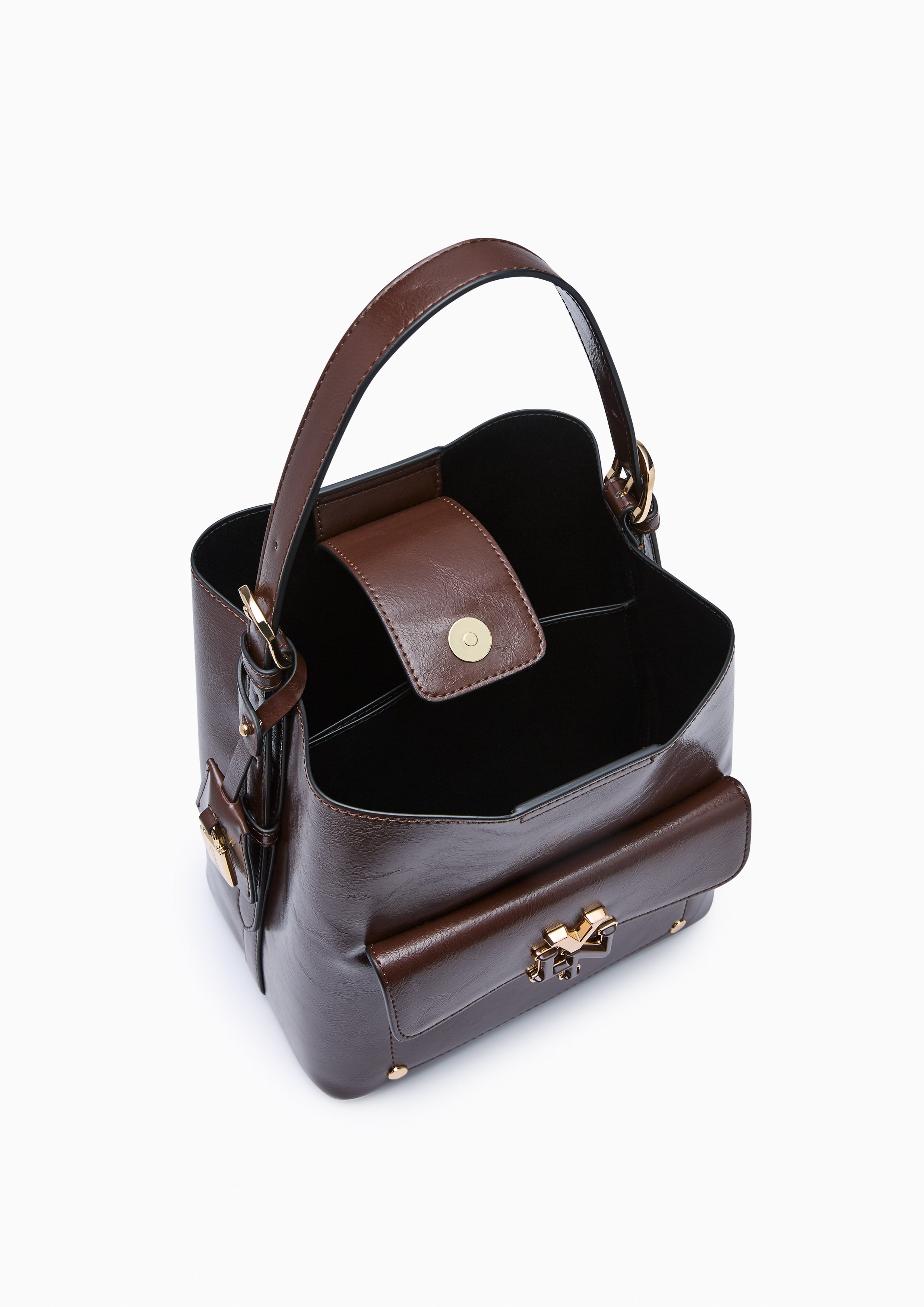 Carlino M Bucket Bag Dark Brown