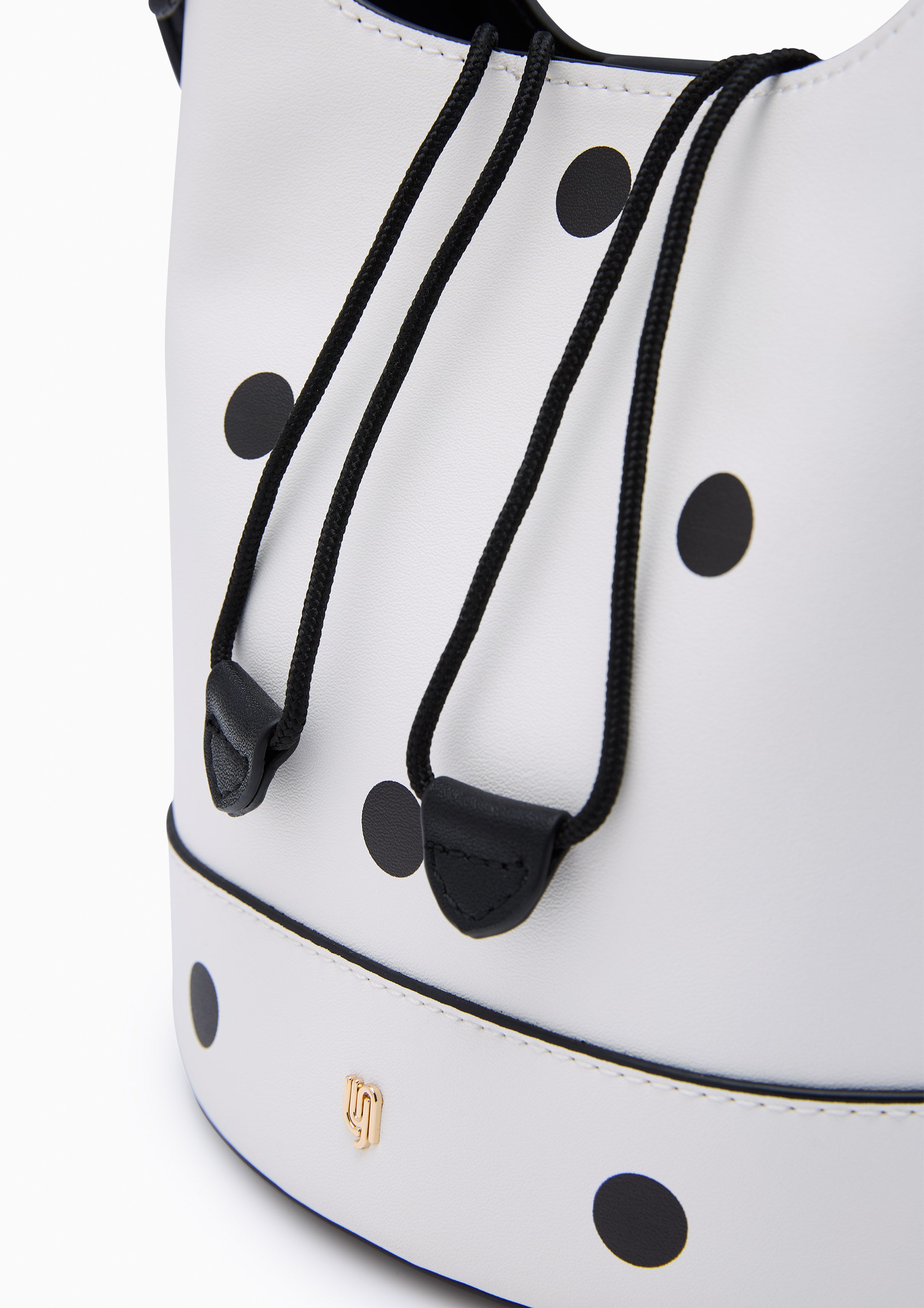 Abeny Polka Dot Infinite Bucket Bag White