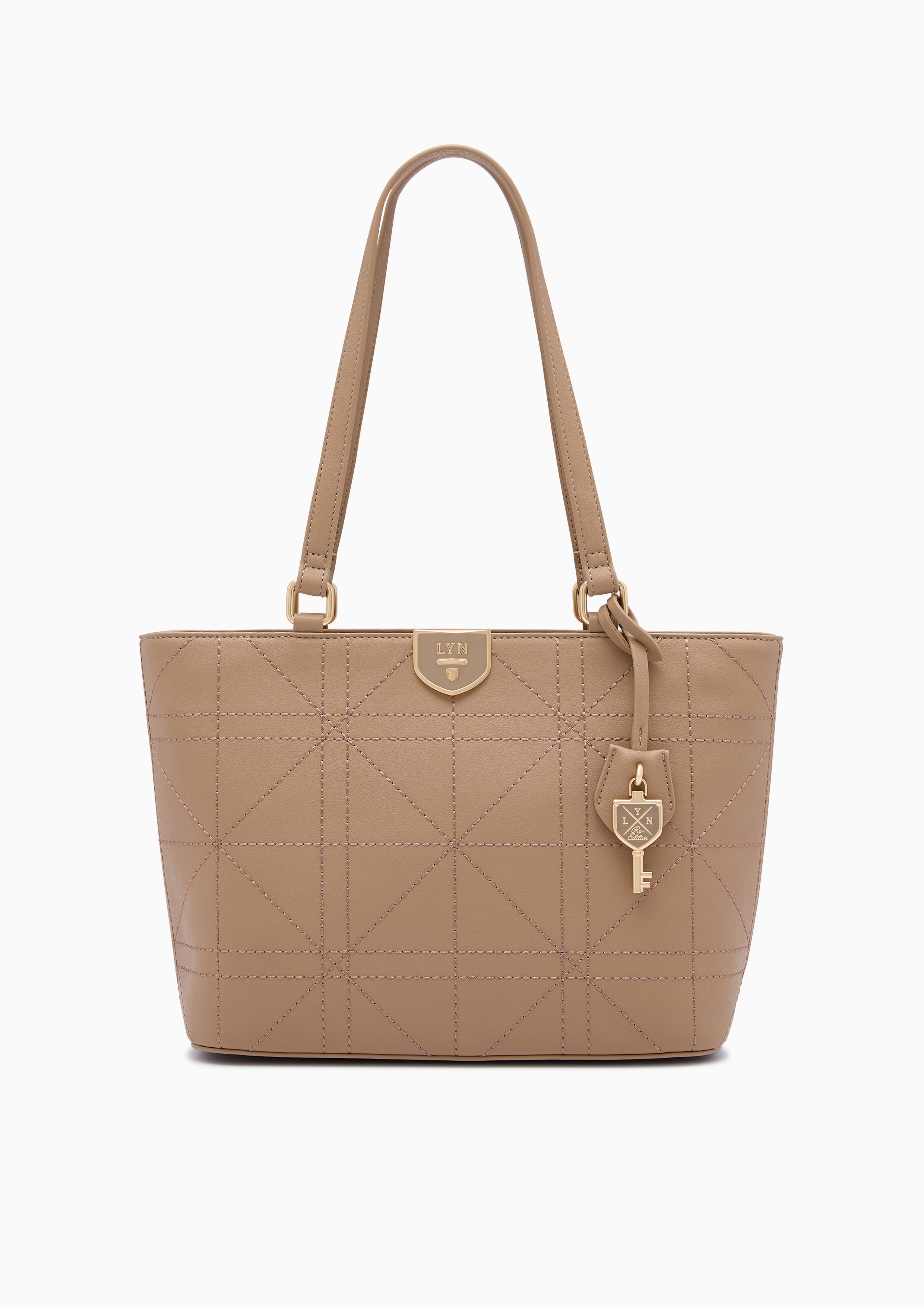 Re-Edit Grids M Tote Bag Dark Beige