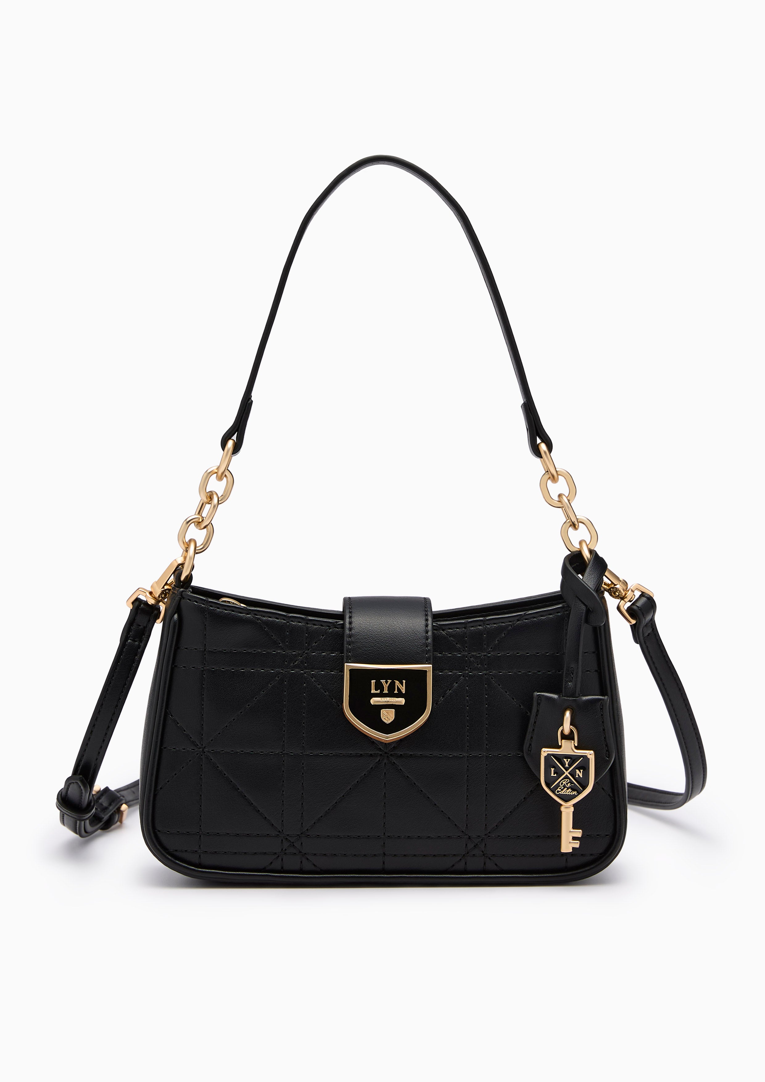 Athella Grid S Shoulder Bag Black