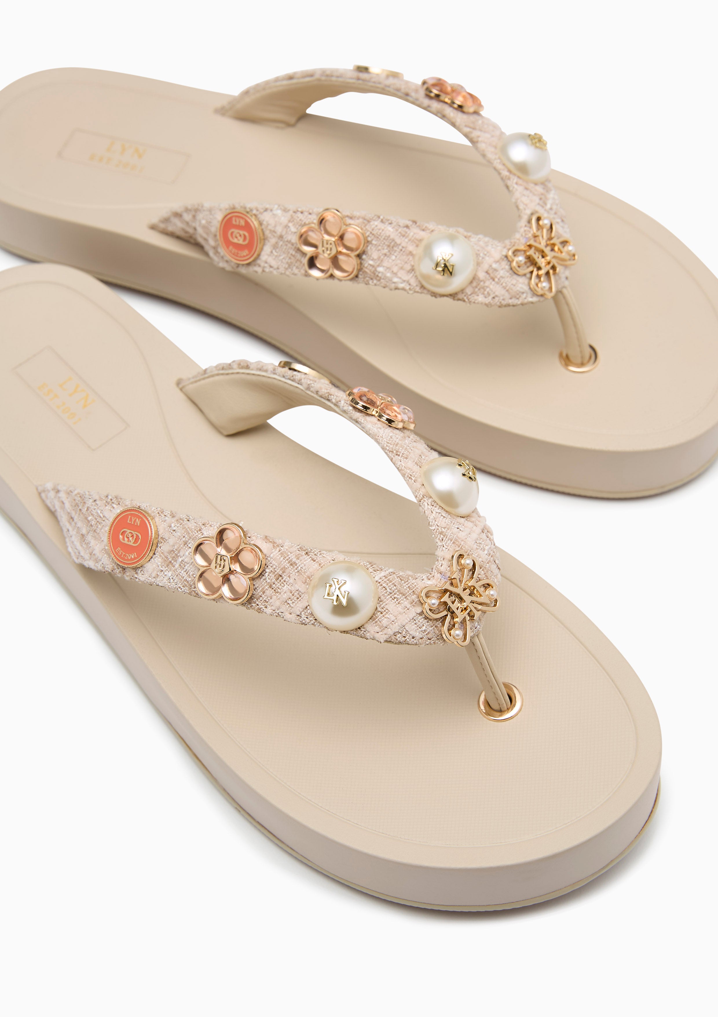 Calista Thong Flat Sandal Beige