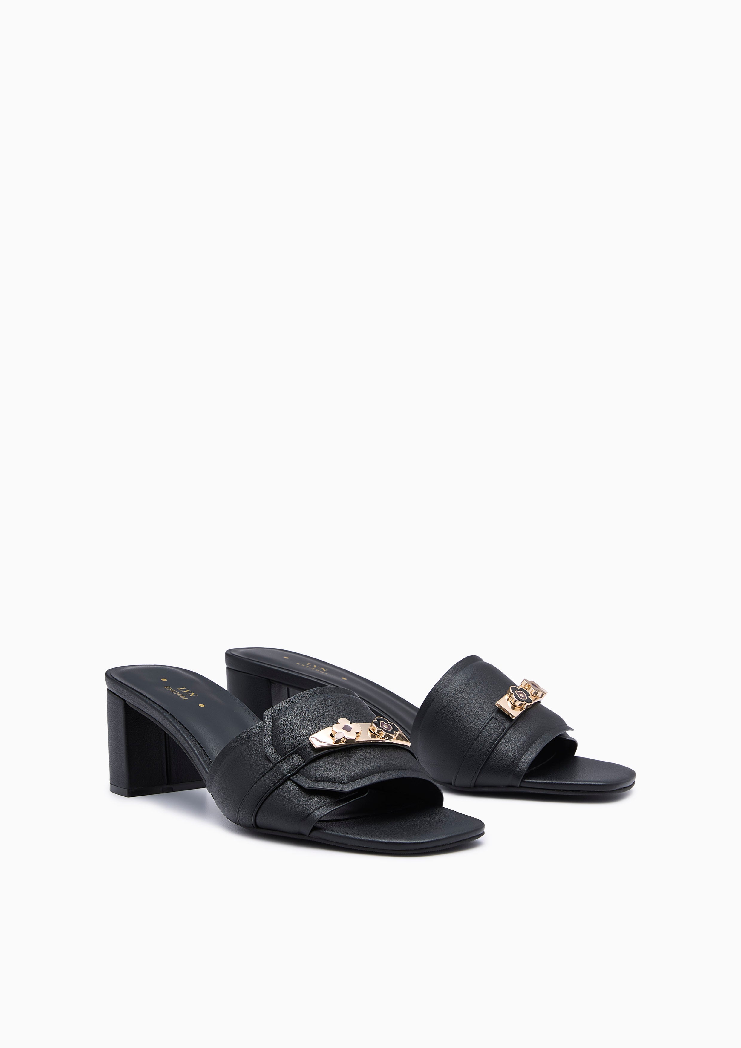 Master Mid Poppy Heel Sandal Black