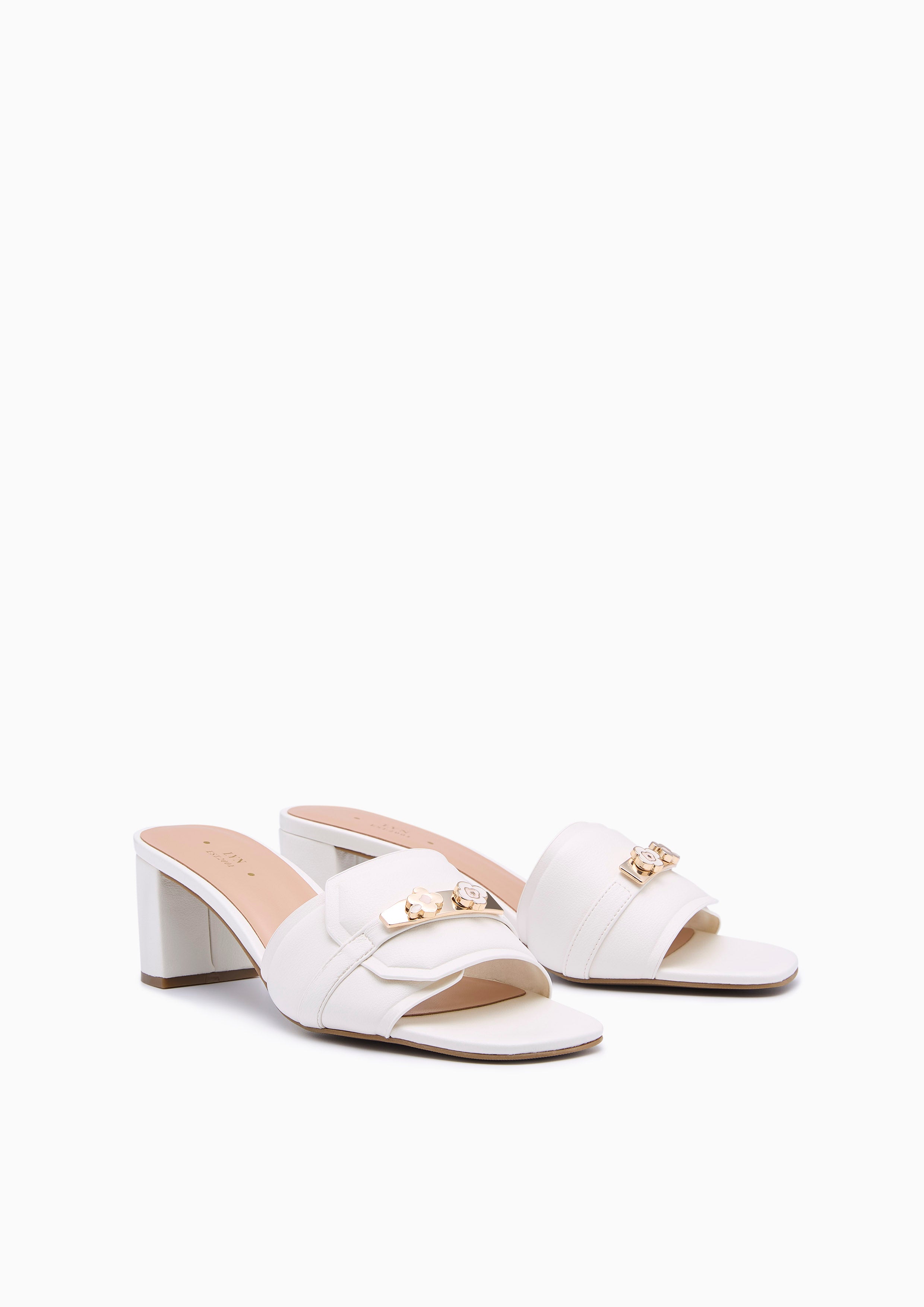 Master Mid Poppy Heel Sandal Ivory