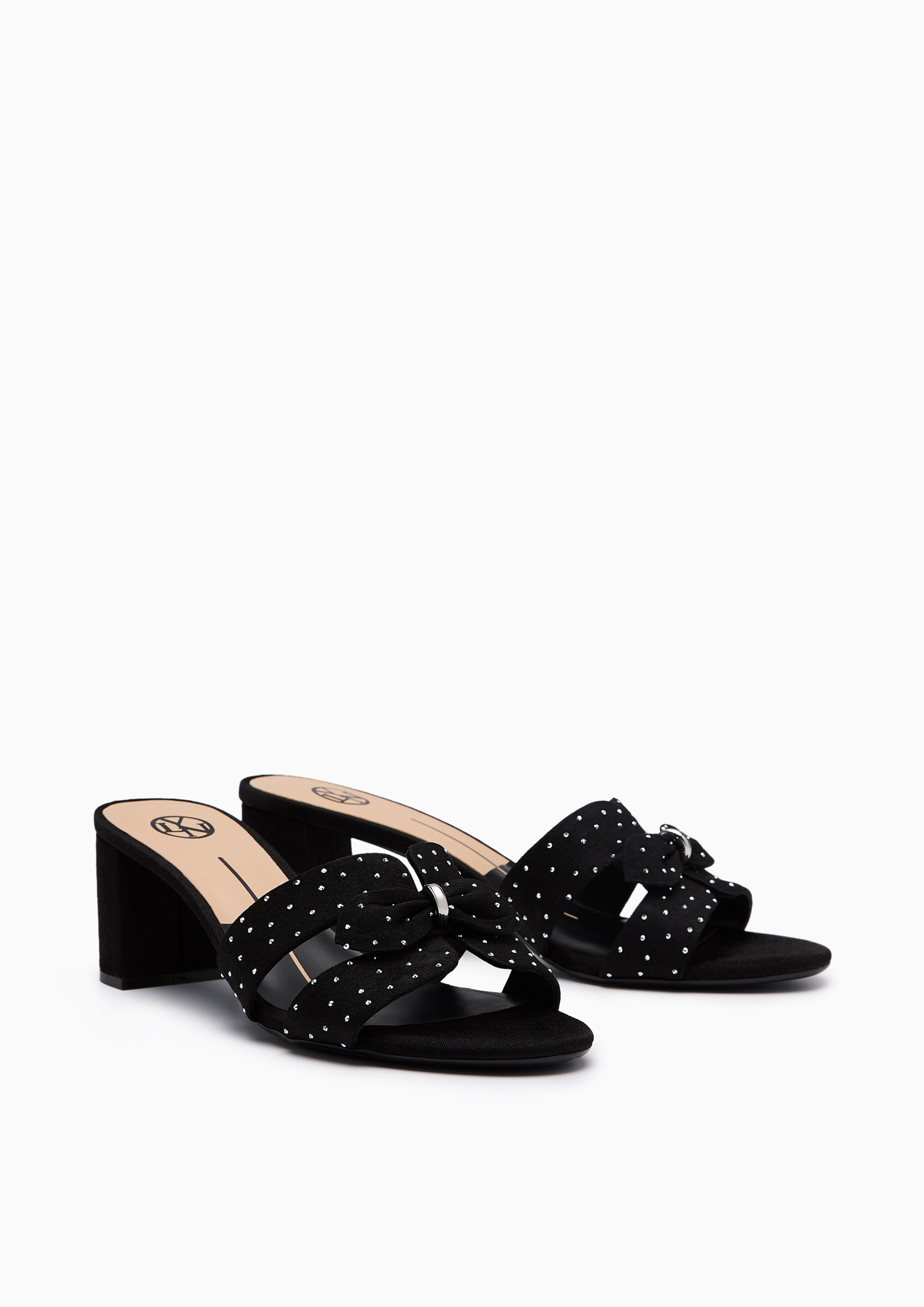 Hey Bow Mid Heel Sandal Black