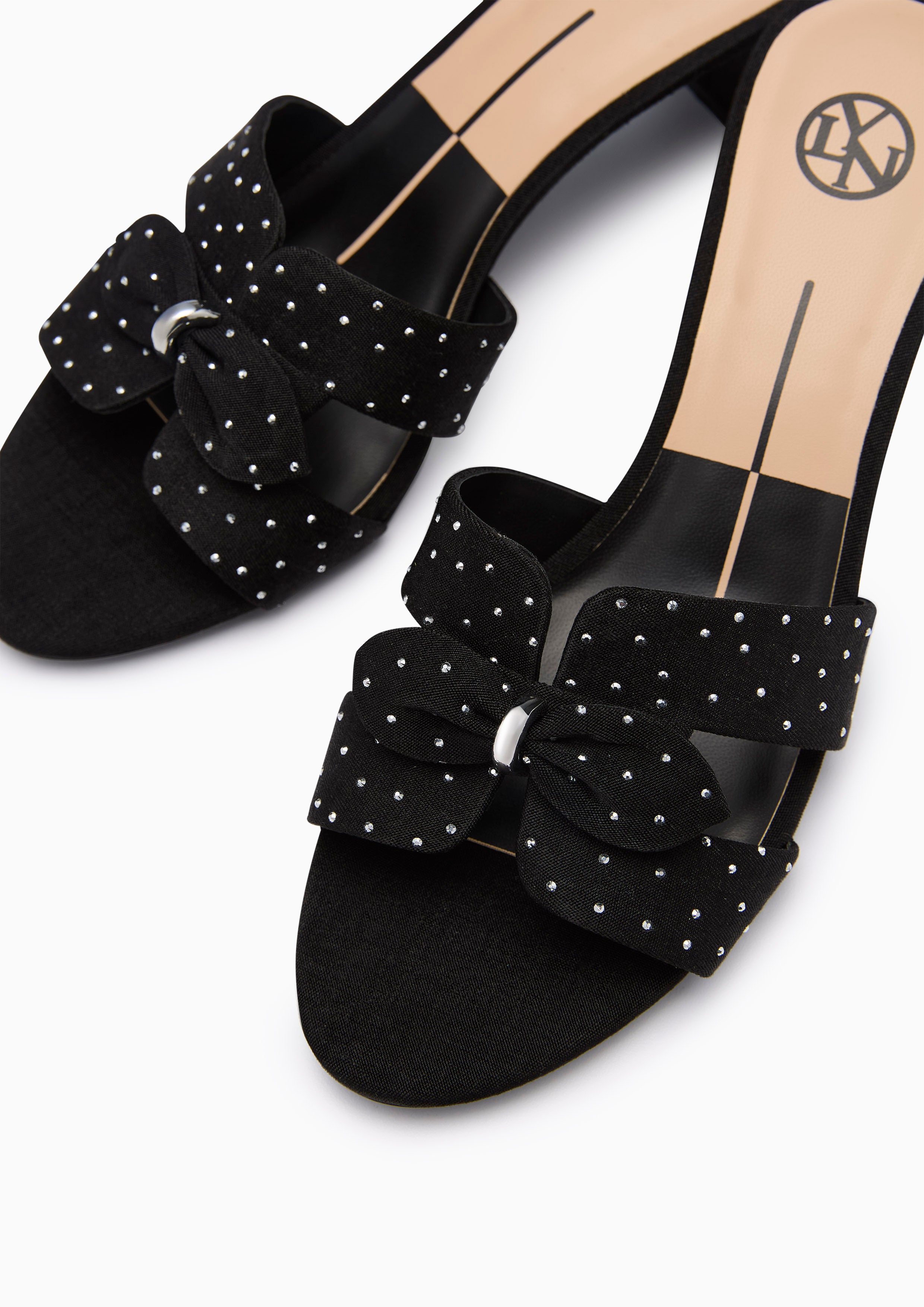 Hey Bow Mid Heel Sandal Black
