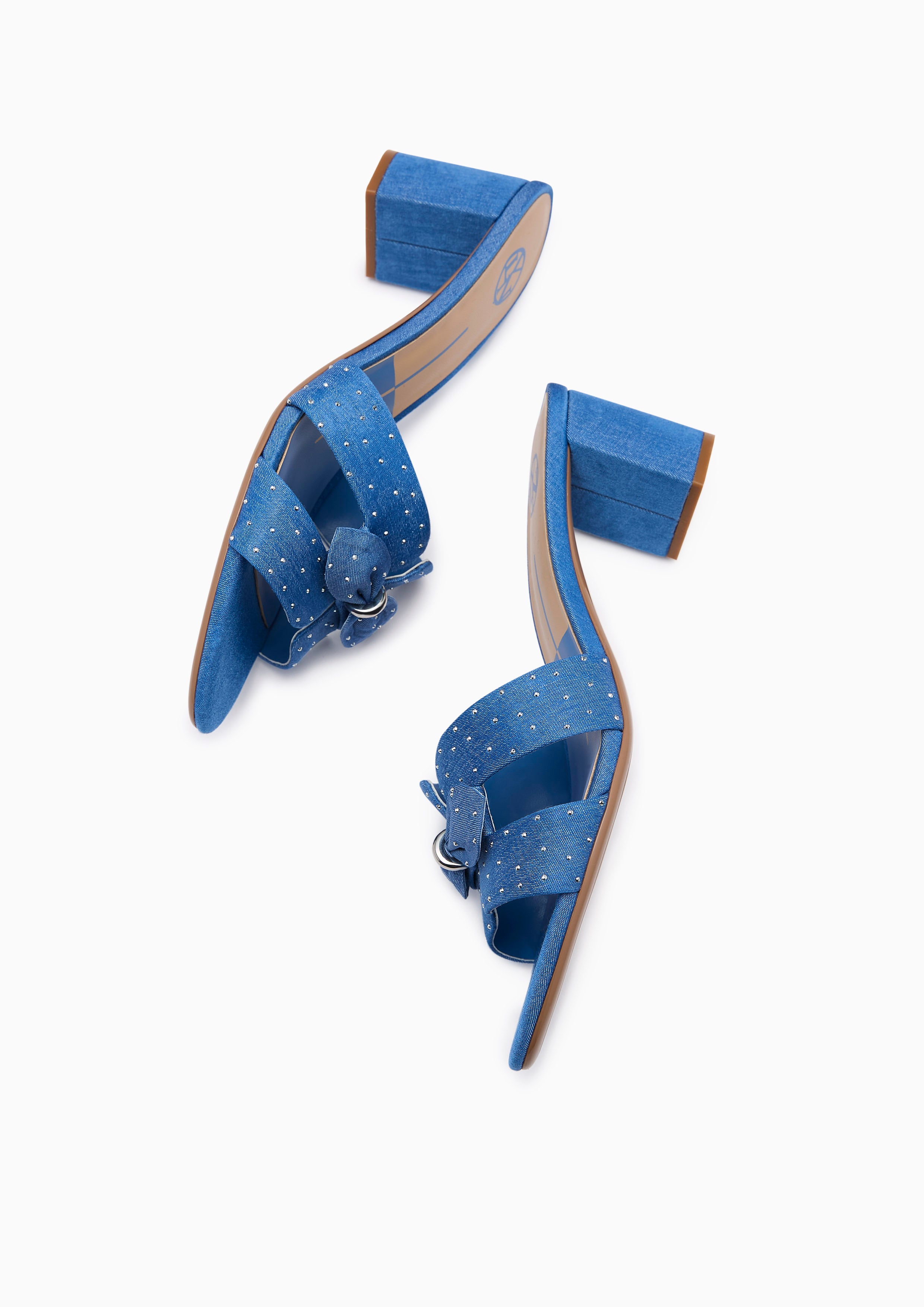 Hey Bow Mid Heel Sandal Light Blue