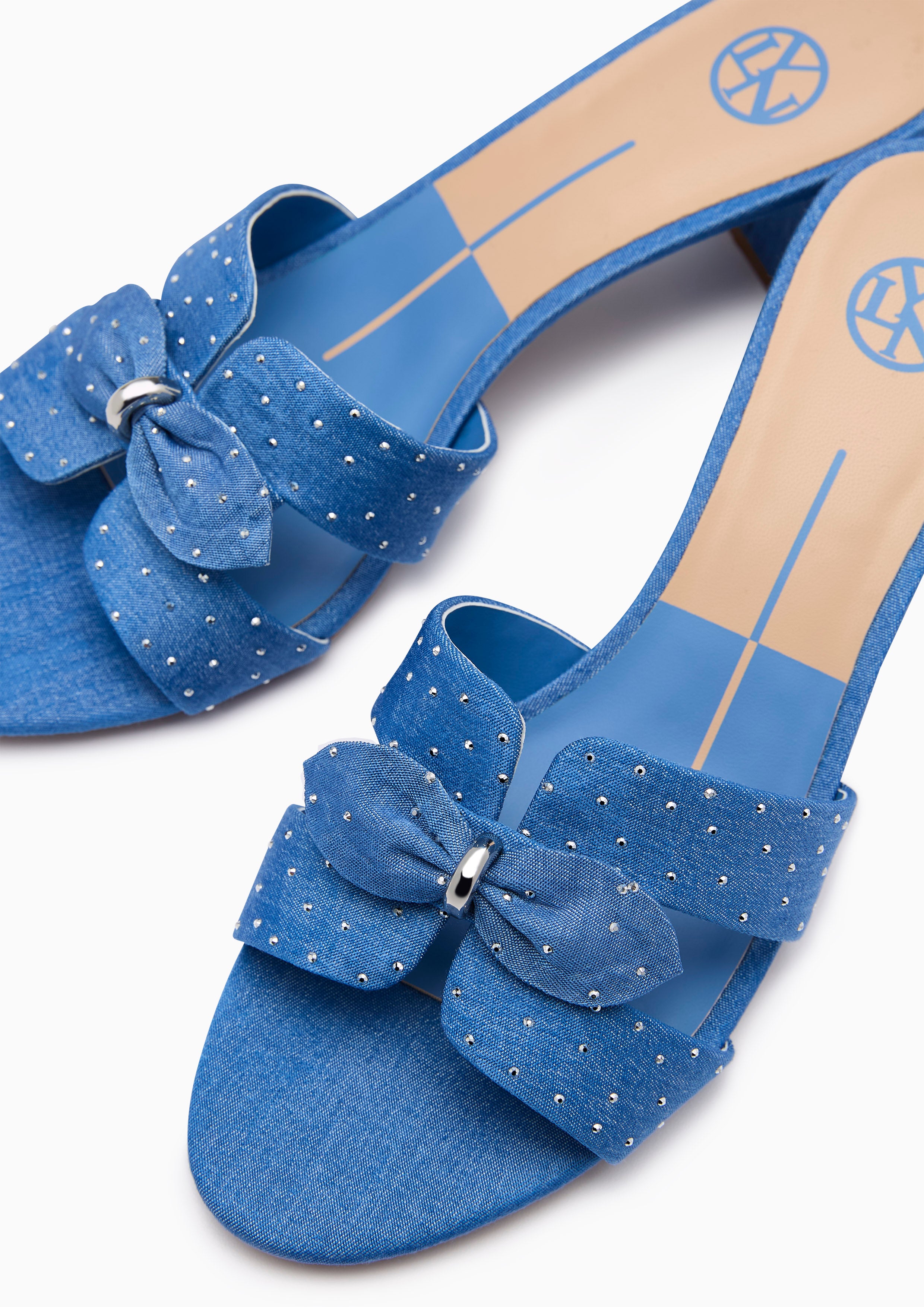 Hey Bow Mid Heel Sandal Light Blue