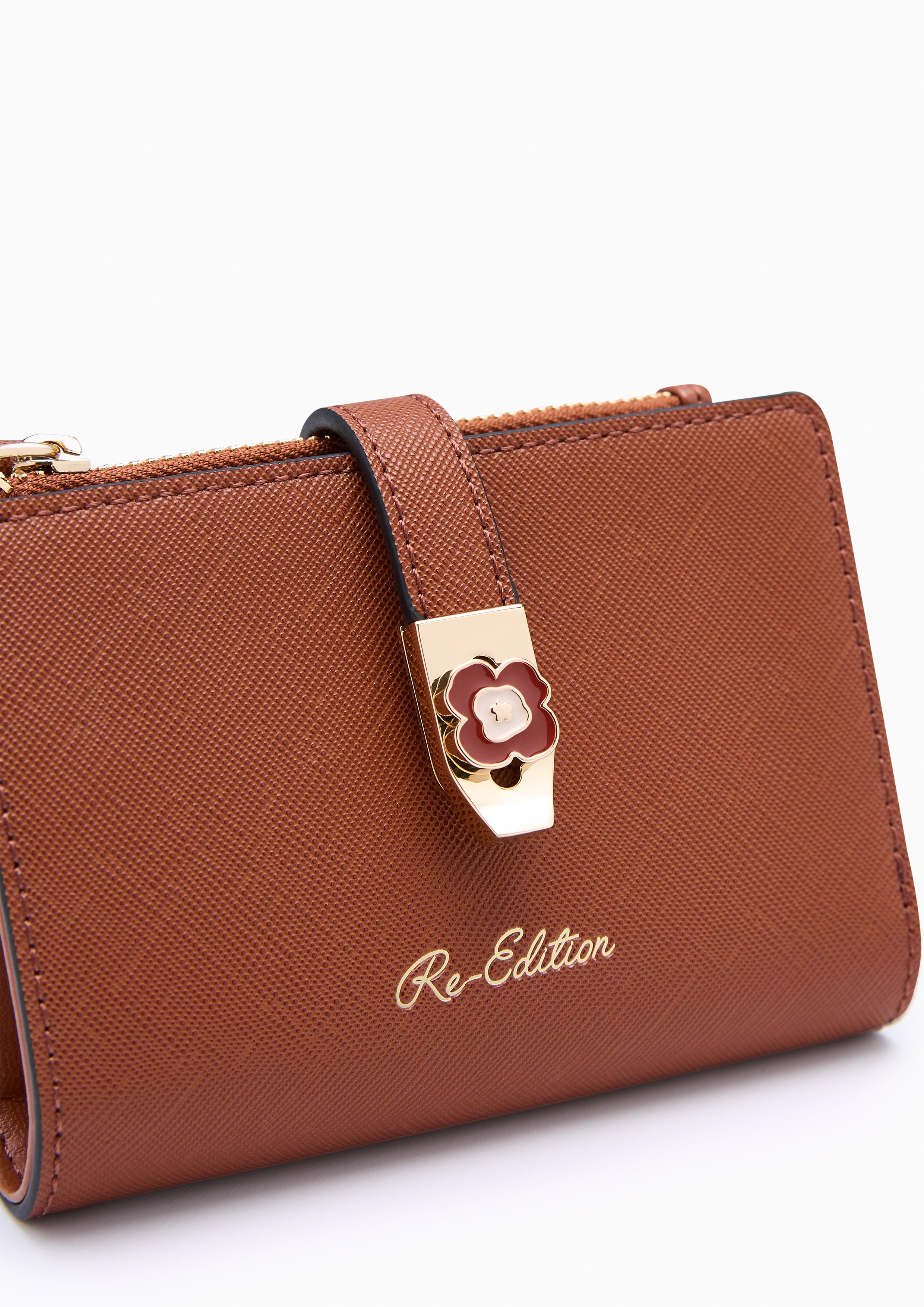 Poppy Card Short Wallet Dark Brown