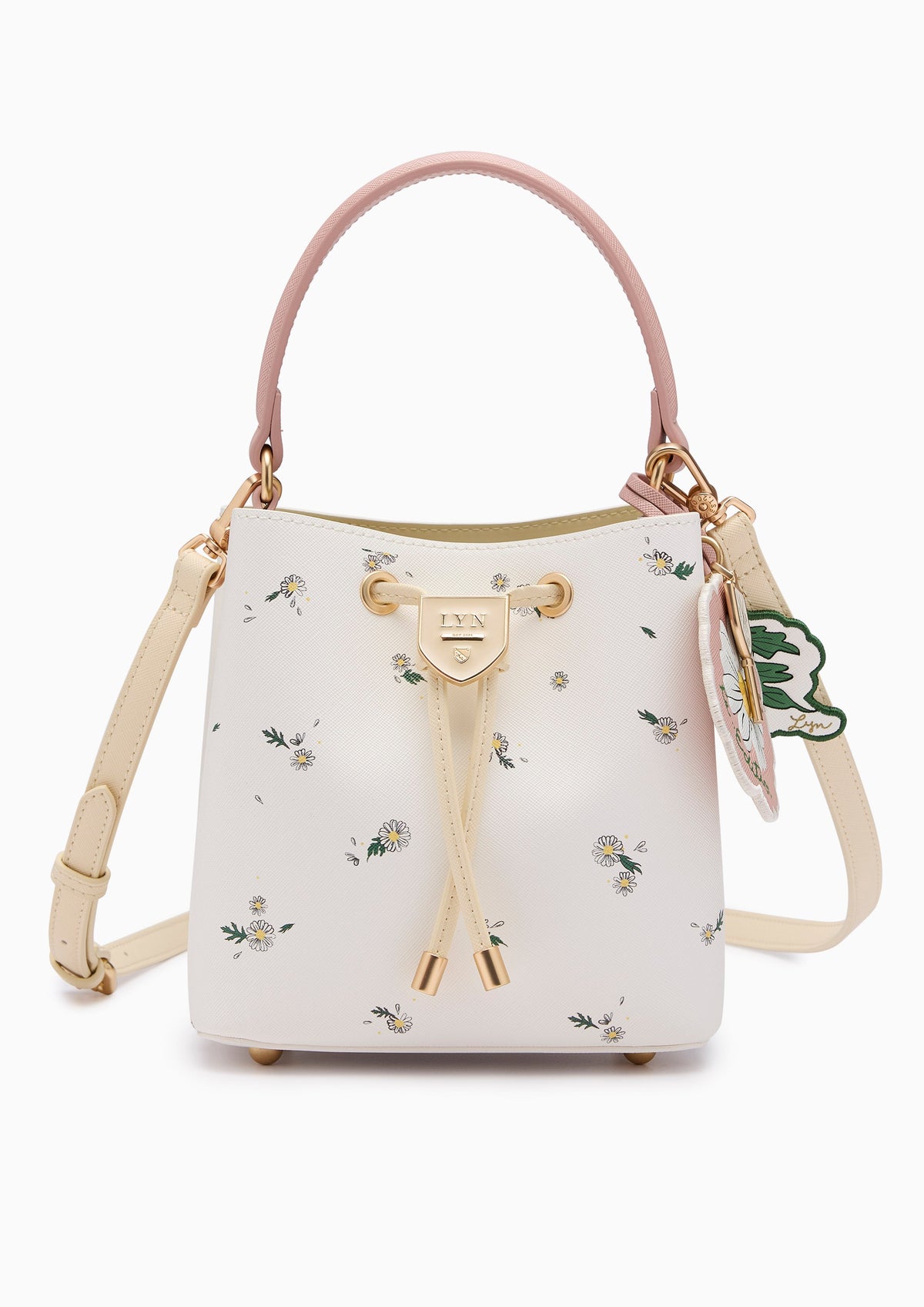Re-Edit Daisy Carina S Bucket Bag Light Printed Yellow