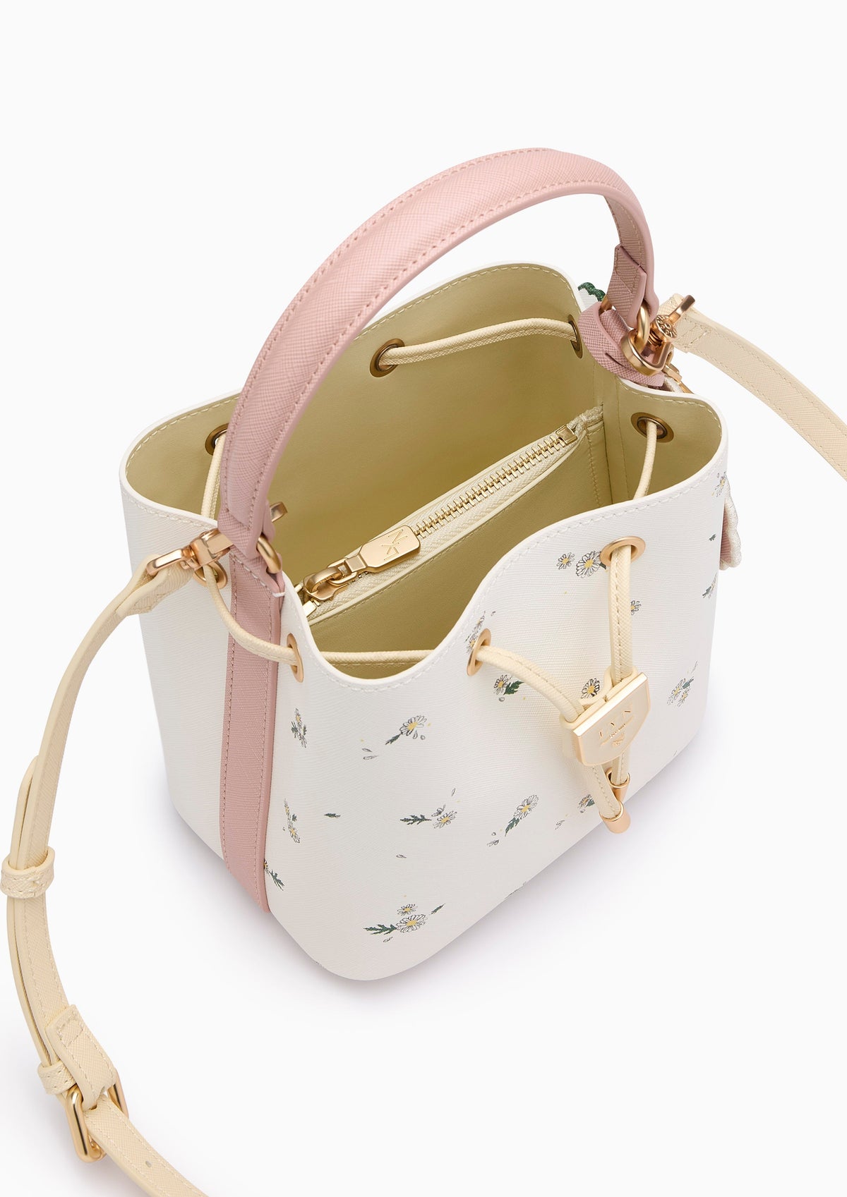 Re-Edit Daisy Carina S Bucket Bag Light Printed Yellow