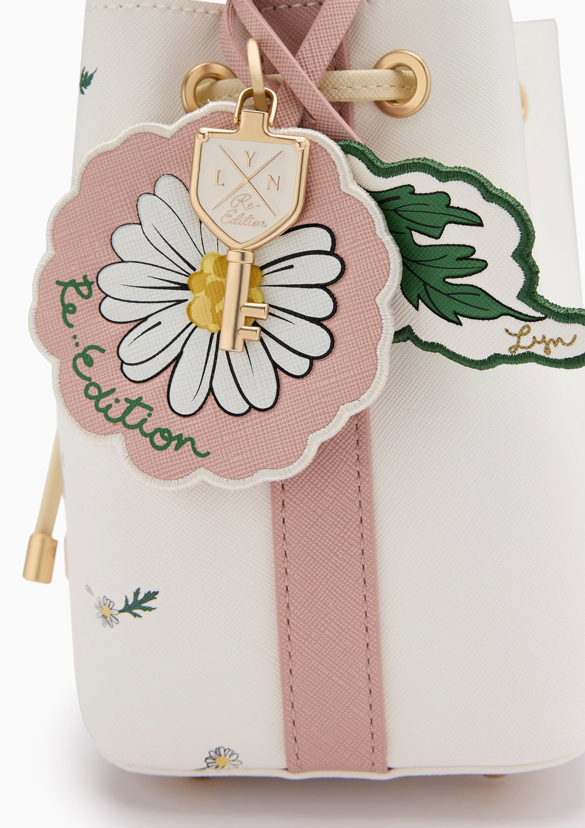 Re-Edit Daisy Carina S Bucket Bag Light Printed Yellow