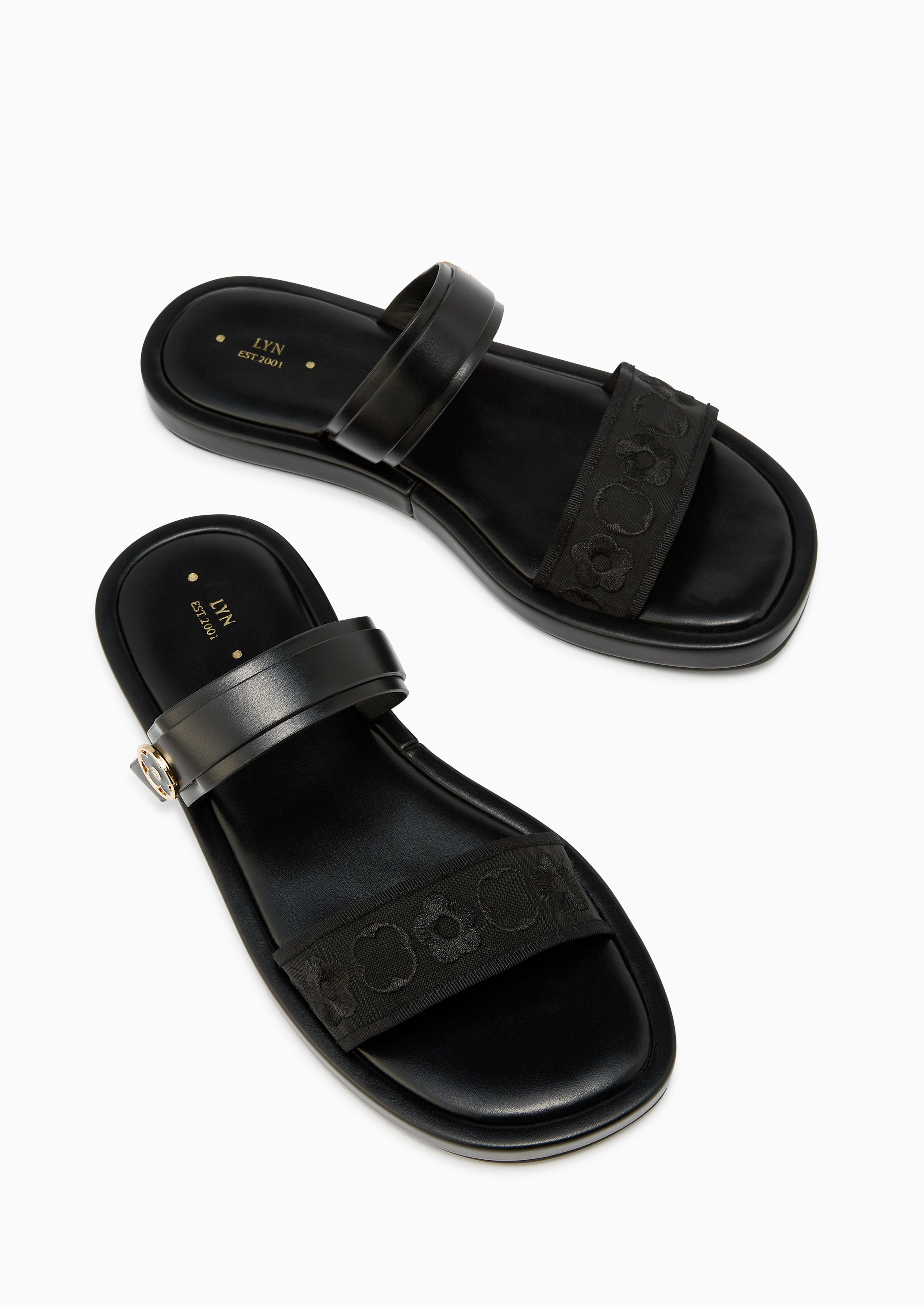 Blossom Flat Sandals Black