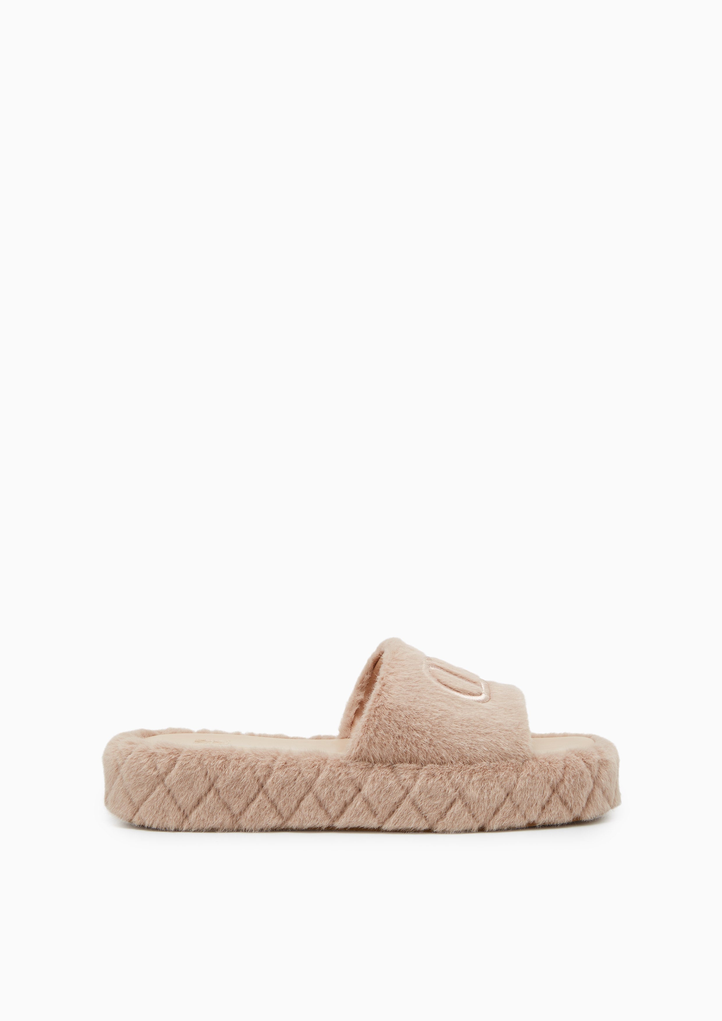 Sierra Fur Slides Beige