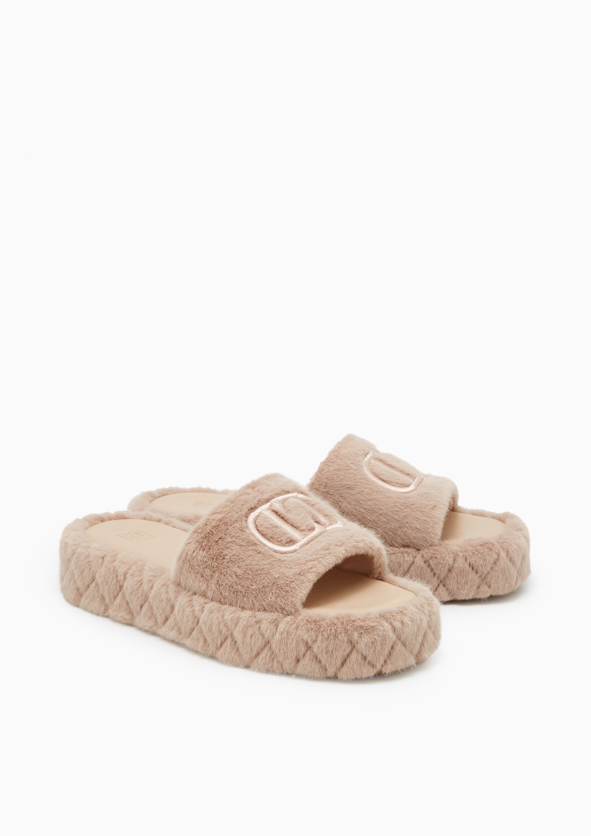 Sierra Fur Slides Beige