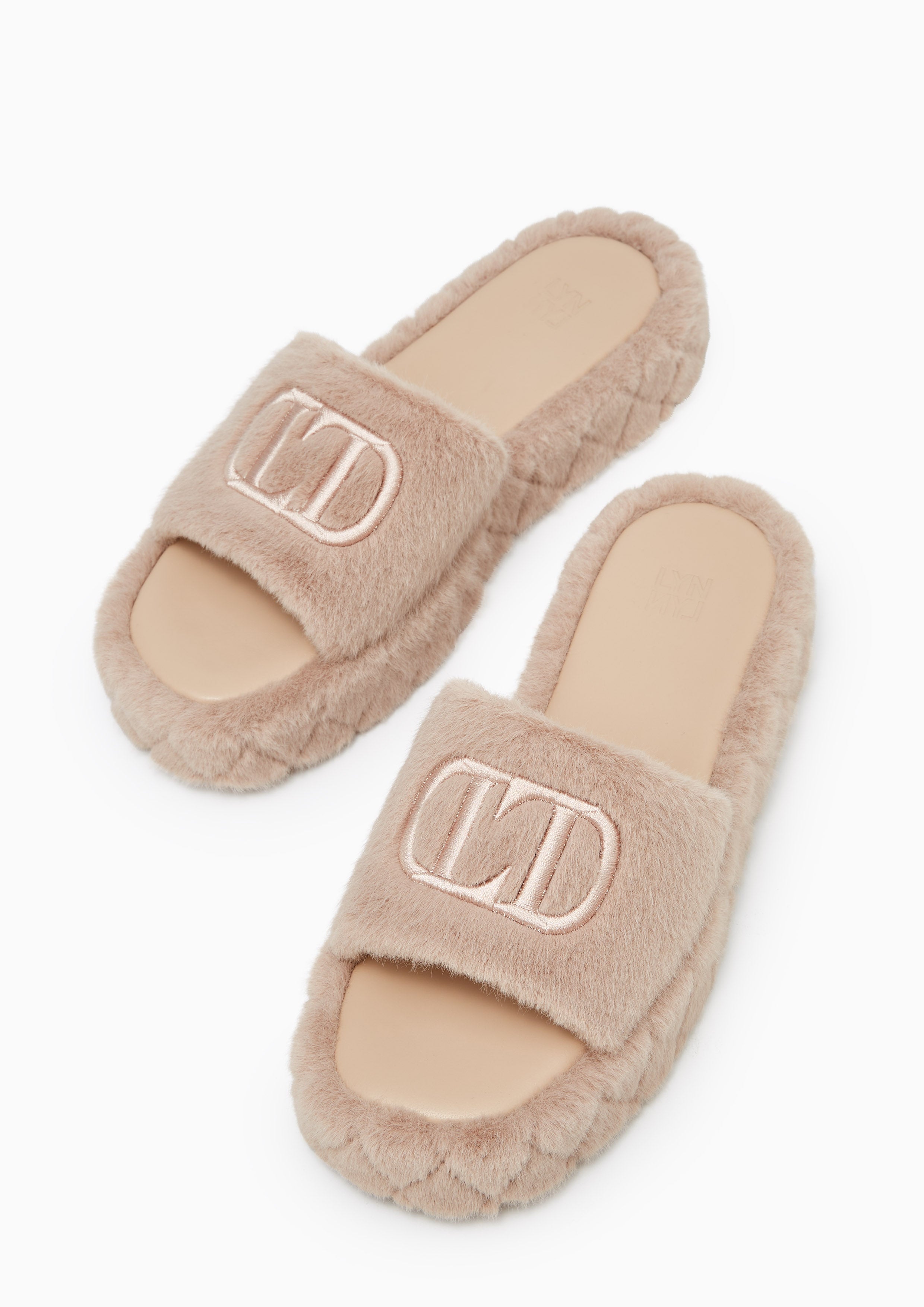 Sierra Fur Slides Beige