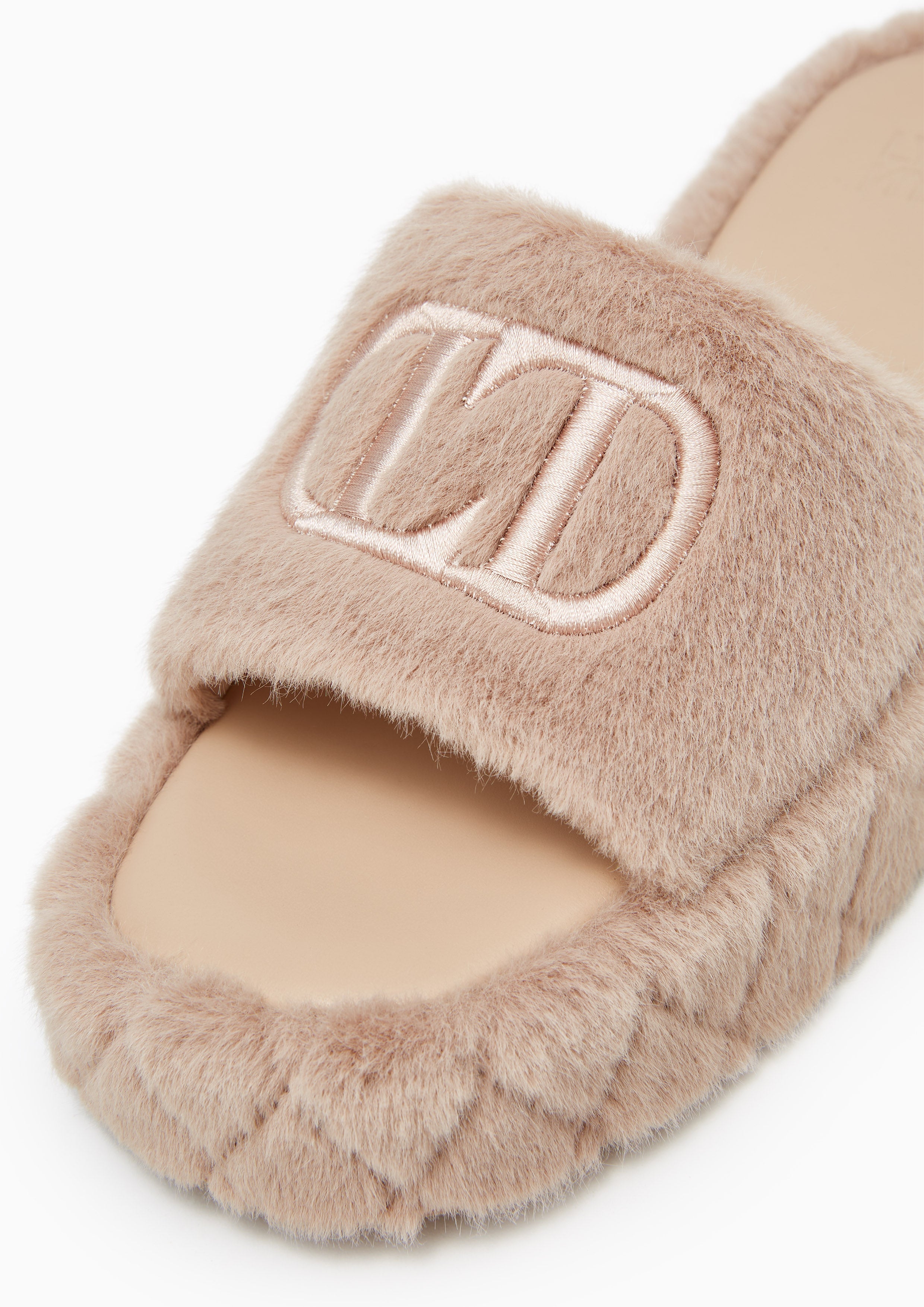 Sierra Fur Slides Beige