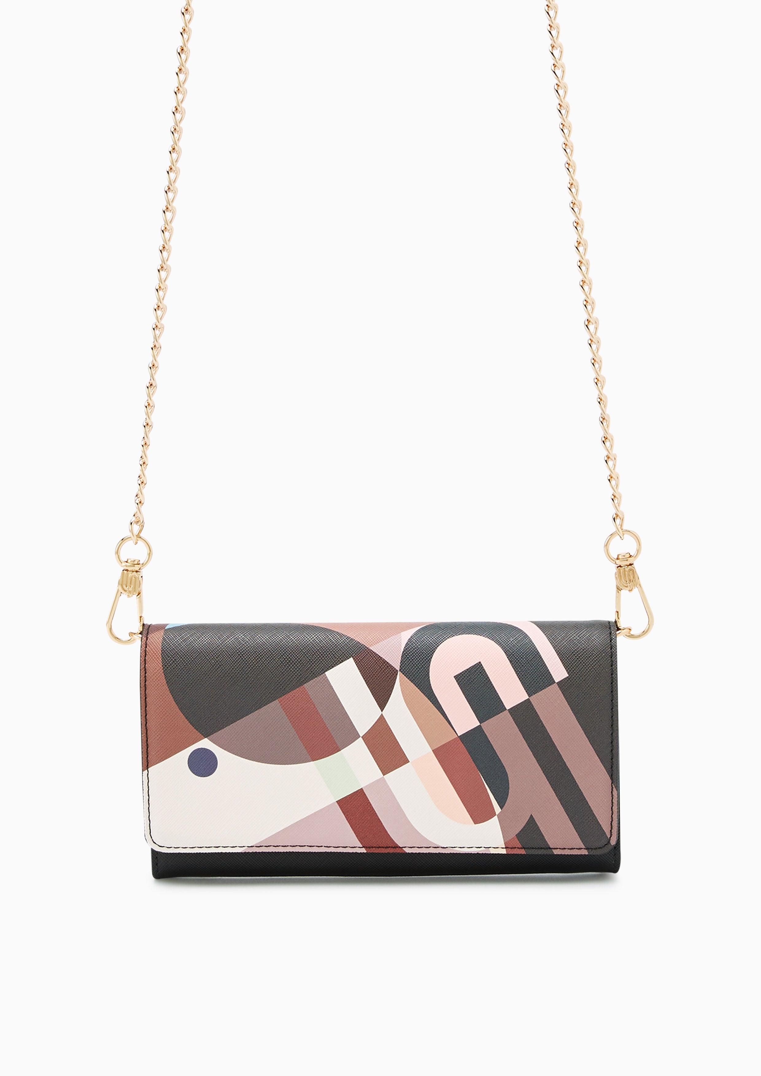 Maddie Long Wallet On Chain Printed Black