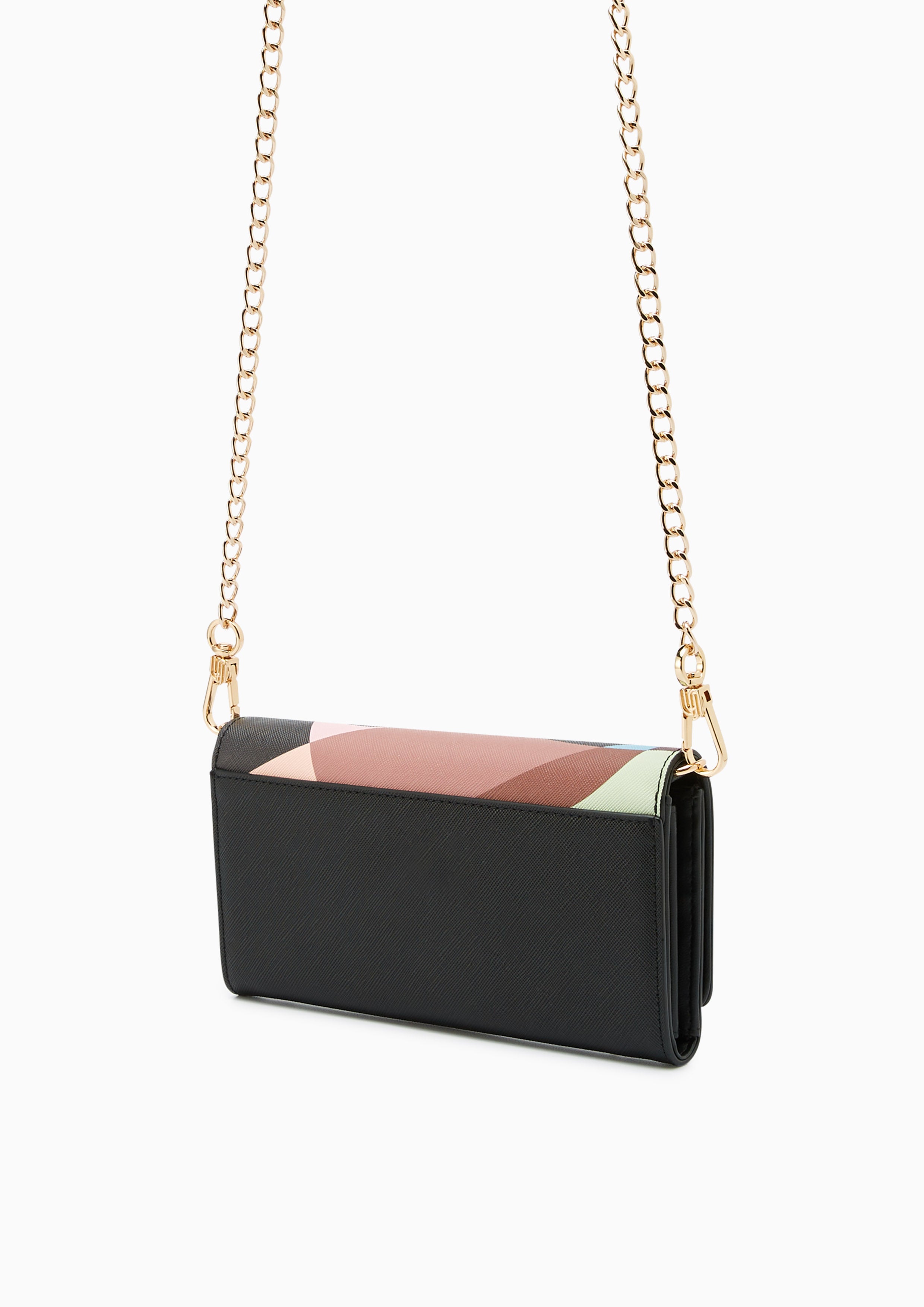 Maddie Long Wallet On Chain Printed Black